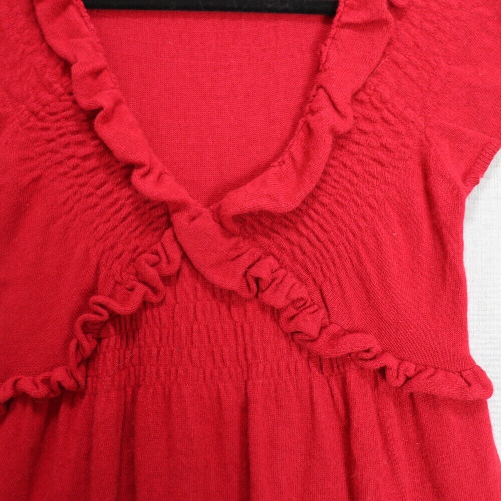Anthropologie Knitted & Knotted Red Sweater Dress S | Romantic Coquette Cashmere - Picture 7 of 14